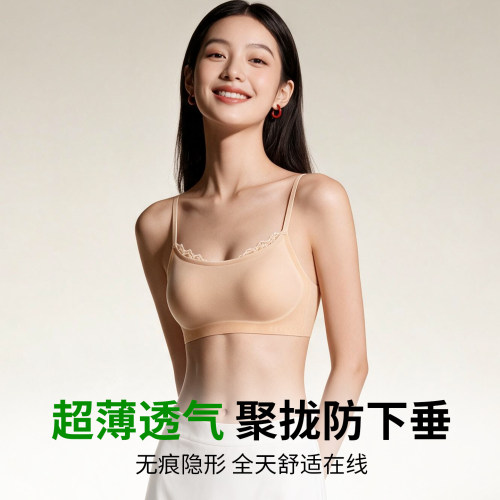 凉感无痕隐形一片式聚拢文胸