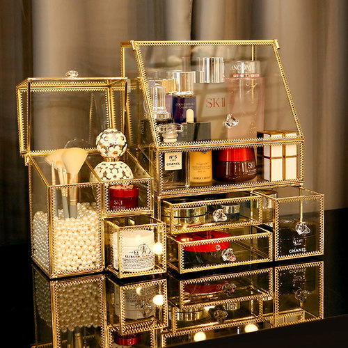高级感玻璃化妆品收纳盒