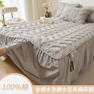 单件全棉防尘床单床垫防滑三件套床罩 纯棉床盖床裙款 新款 2024夏季