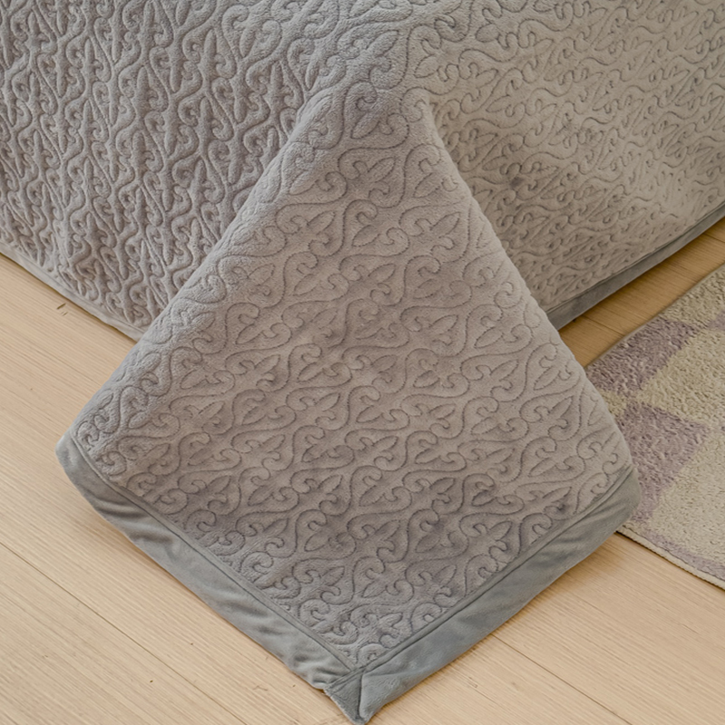 冬季牛奶绒夹棉床盖单件榻榻米加厚绒防滑床单保暖床罩毯子三件套