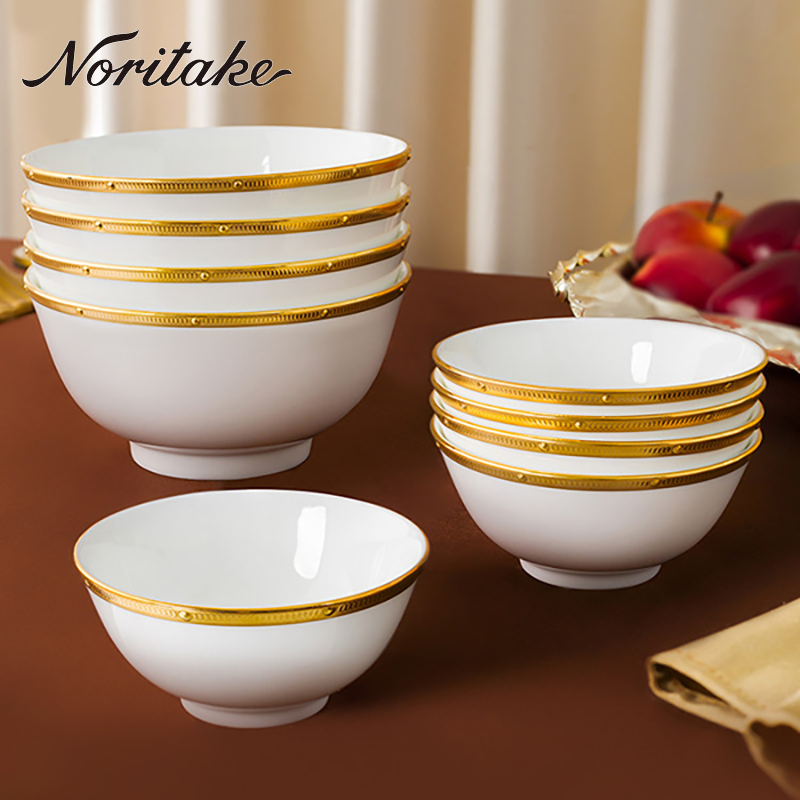Noritake则武ROCHELLE欧式高档轻奢金边碗家用米饭碗大容量汤面碗,餐饮具,碗,淘宝优惠券,粉丝福利购,淘宝优惠卷