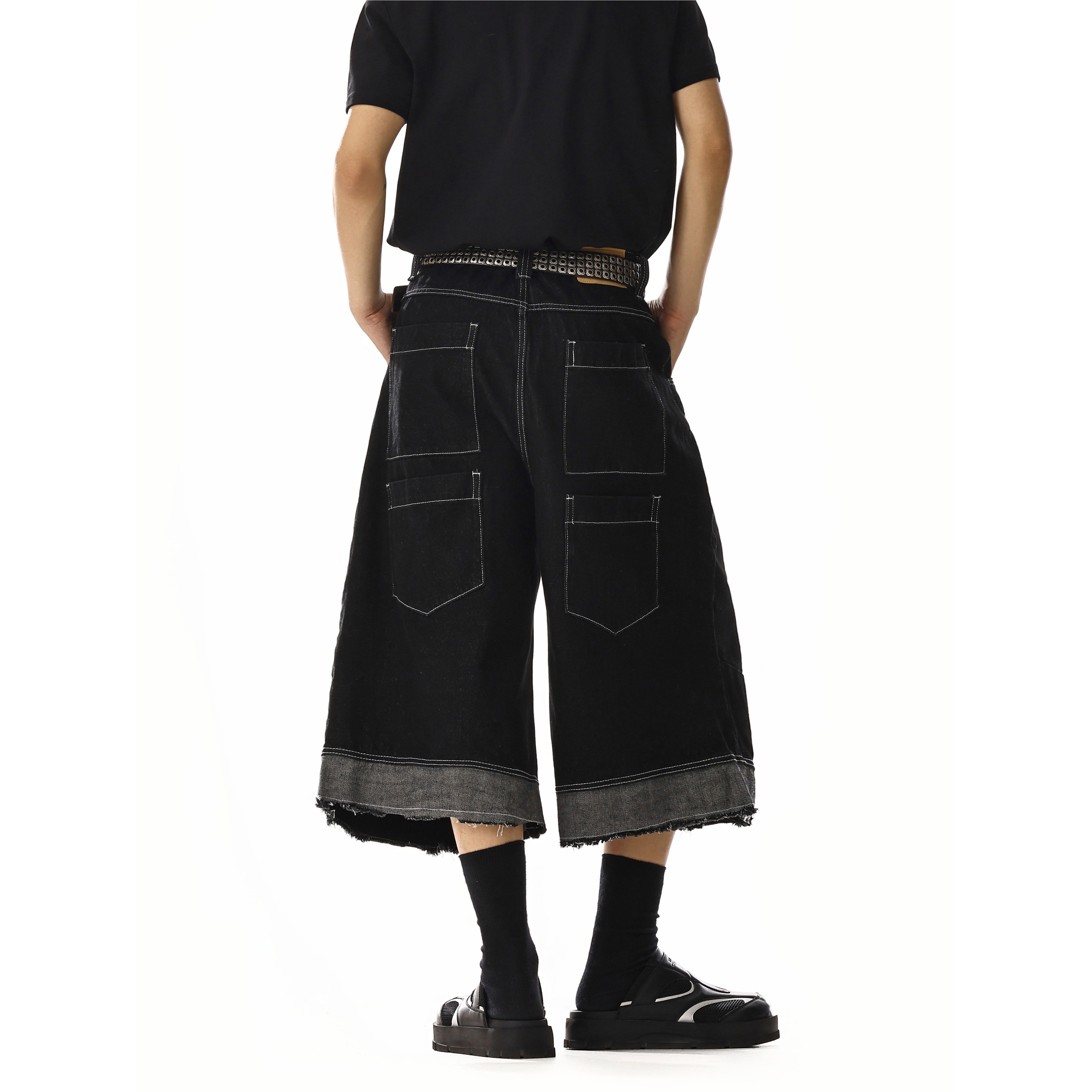 美式复古水洗黑色牛仔七分裤男女多口袋设计感街头宽松直筒阔腿裤,男装,牛仔裤,淘宝优惠券,粉丝福利购,淘宝优惠卷