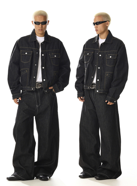 美式复古设计感原色牛仔外套宽松百搭正肩口袋cleanfit夹克上衣男