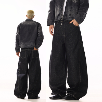 美式复古原色牛仔裤男女