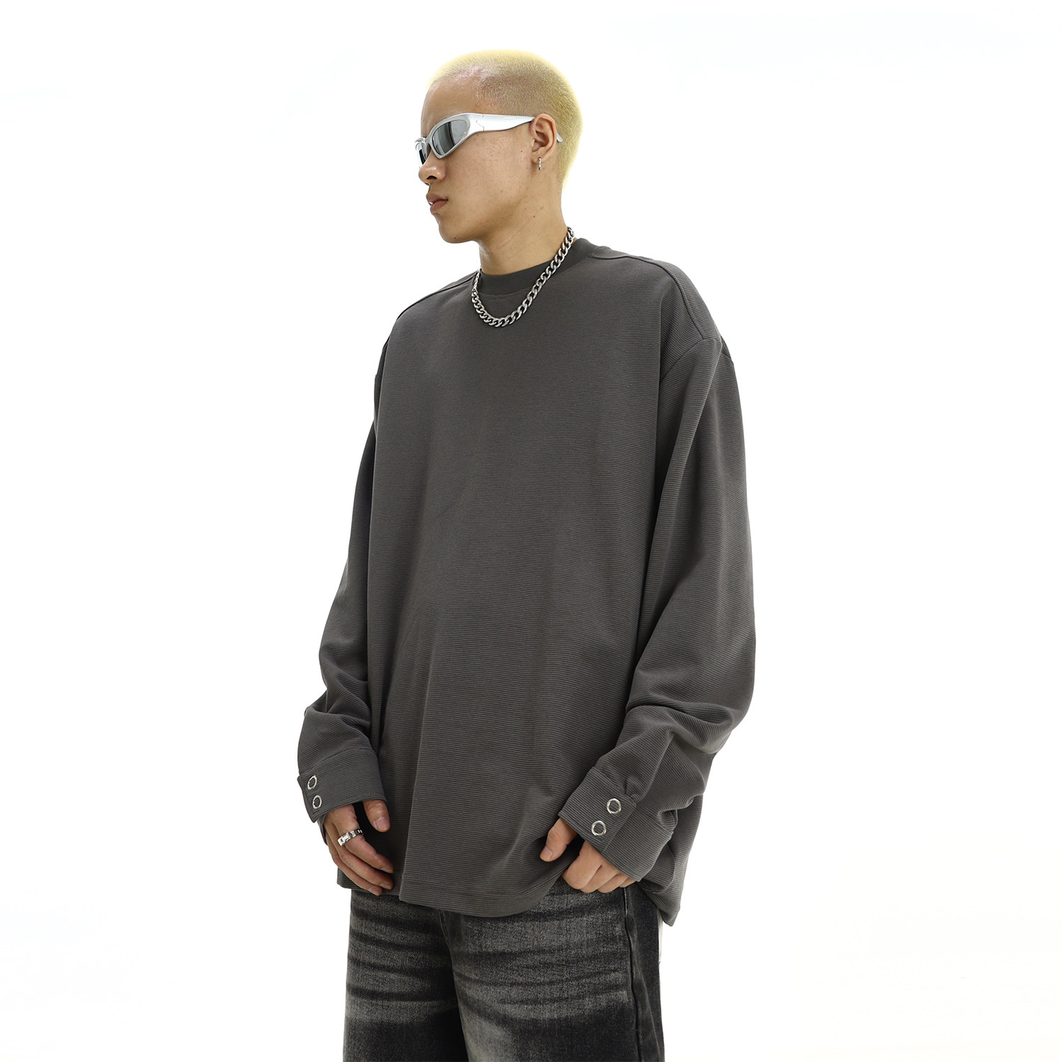 设计感圆领长袖T恤潮牌