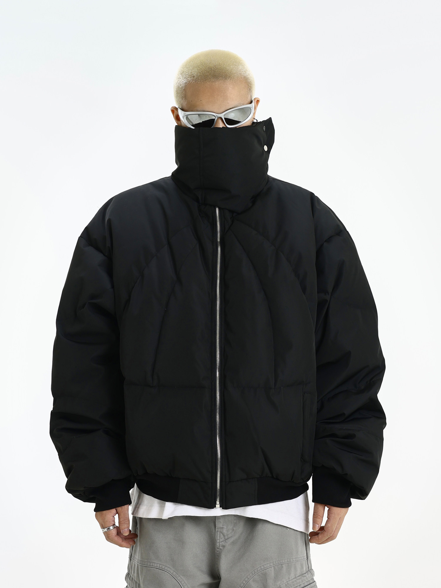 AMERICAN-STYLE RETRO CROPPED STAND-UP COLLAR PRESSED PLEATED COTTON JACKET IN WINTER MENS HIGH STREET DESIGN SENSE NICHE THICKENED WARM ARMOR JACKET