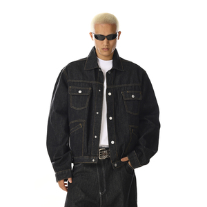 美式复古设计感原色牛仔外套宽松百搭正肩口袋cleanfit夹克上衣男