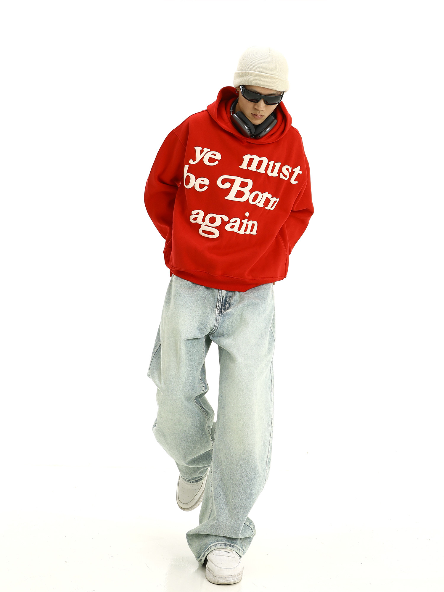 AMERICAN STYLE VINTAGE WASHED DISTRESSED JEANS MENS AUTUMN AND WINTER HIGH STREET LOOSE STRAIGHT LEG WIDE LEG PANTS COUPLE CASUAL LONG PANTS