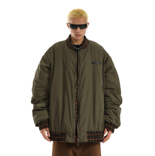 潮军绿色vintage加厚外套男秋冬款 棉服夹克棉袄潮ins 夹棉2025新款