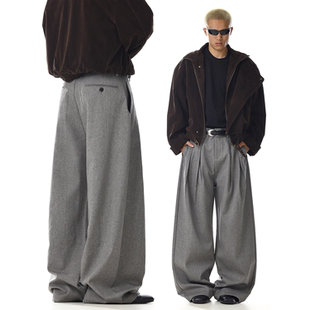 设计感小众宽松显瘦直筒阔腿裤 美式 新款 男女秋季 复古休闲百搭西裤