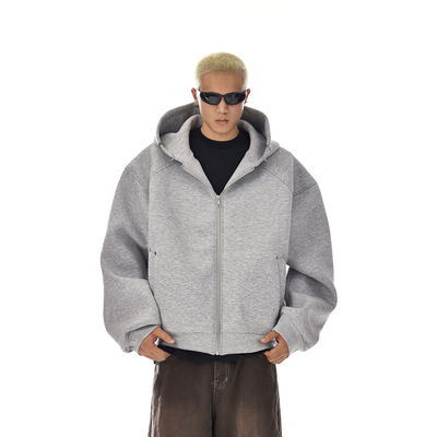 美式boxy重磅廓形连帽卫衣男女冬季高街加厚宽松保暖拉链开衫外套