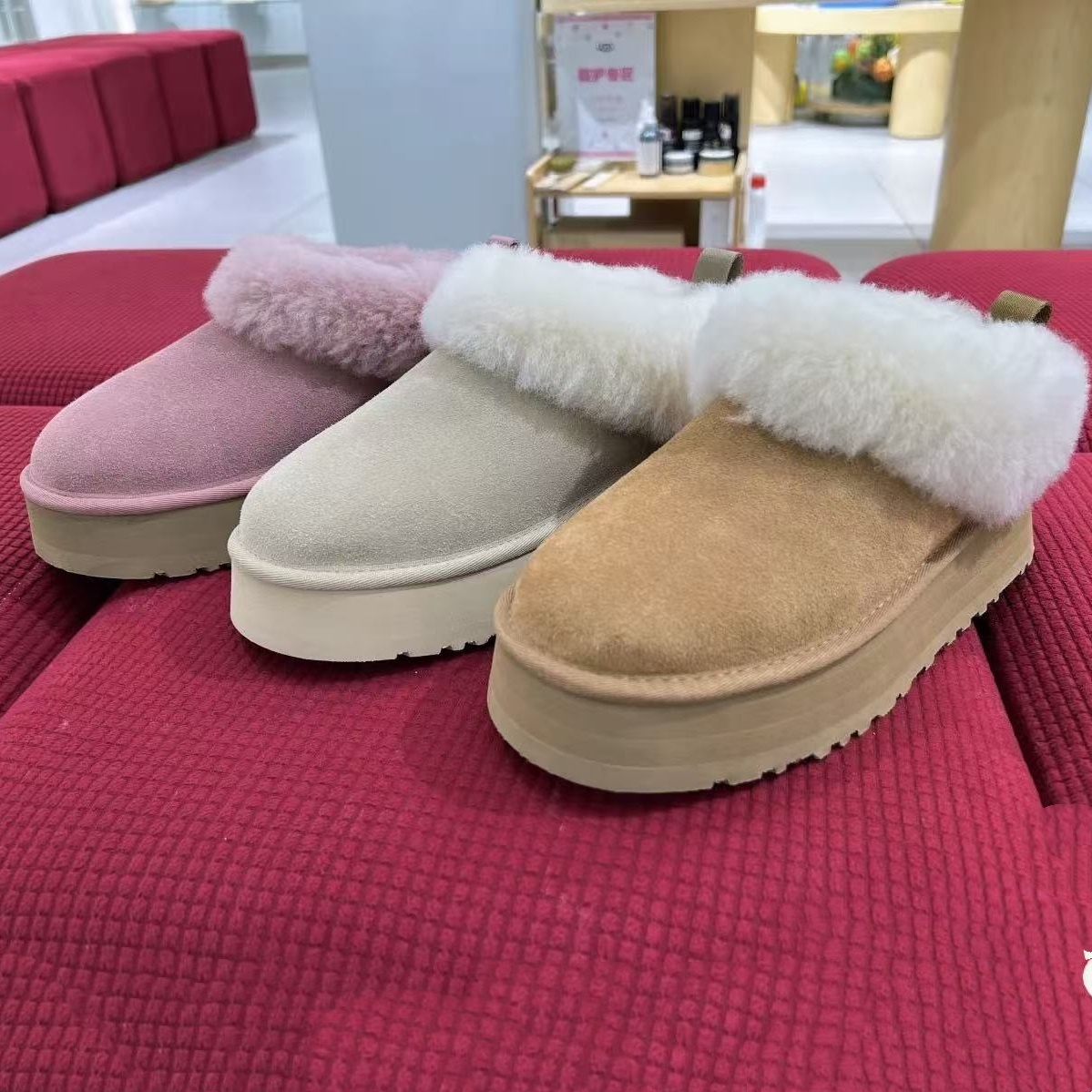 澳洲秋冬新款厚底塔茨勒毛毛鞋一脚蹬半拖羊皮毛一体女士雪地靴