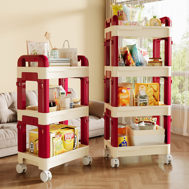 可移动书架落地带轮置物架收纳家用客厅书柜