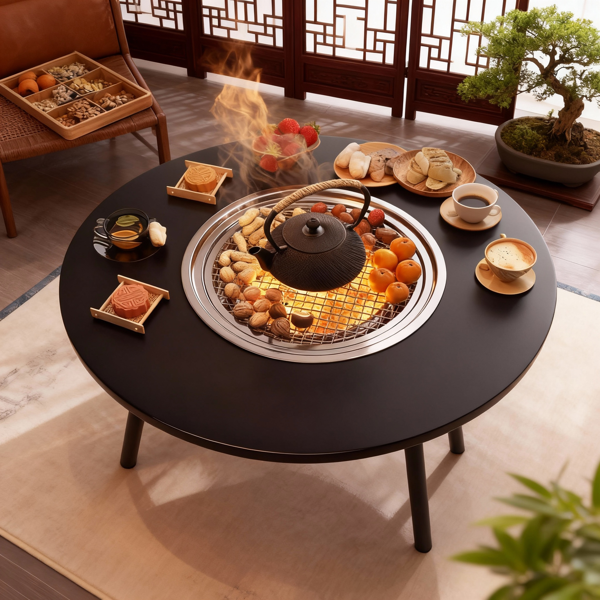 围炉煮茶烤火炉套装器具全套2025新款家用室内烧烤炉户外烧烤桌子,住宅家具,户外烧烤桌,淘宝优惠券,粉丝福利购,淘宝优惠卷