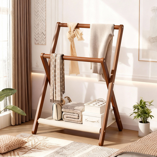 挂衣架卧室落地衣帽架折叠家用晾衣杆卧室房间隔夜收纳衣服置物架