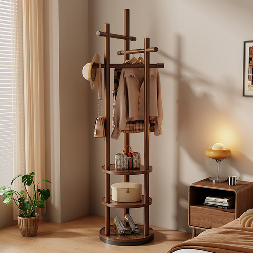 实木旋转衣帽架落地卧室家用立式挂衣架子