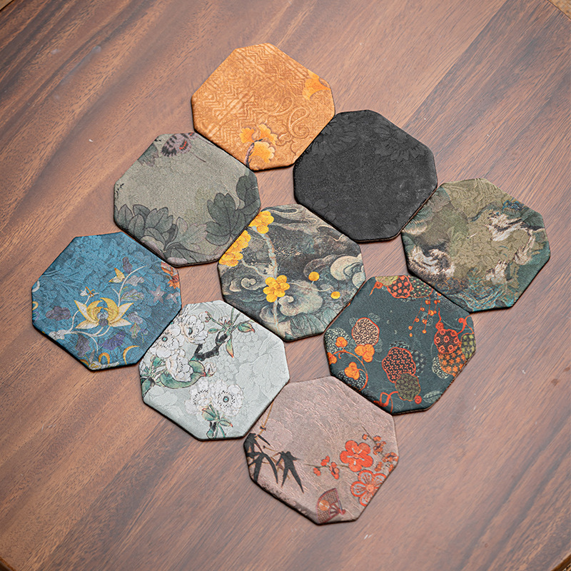 晟窑中式锦织茶杯托杯垫