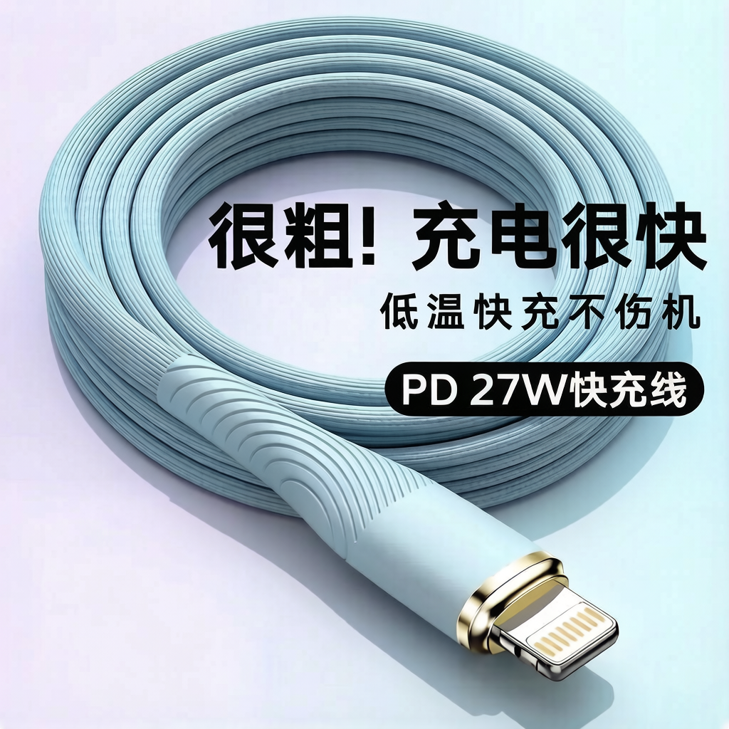 极客小k适用苹果iphone14数据线27w快充13promax软胶充电线7车载typecPD闪充8plus充电器x/xs加长2米12pro11
