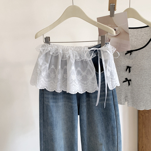 半身裙系腰 罩裙蕾丝系绳遮臀屁帘时髦穿搭短款 韩国东大门夏季 新款