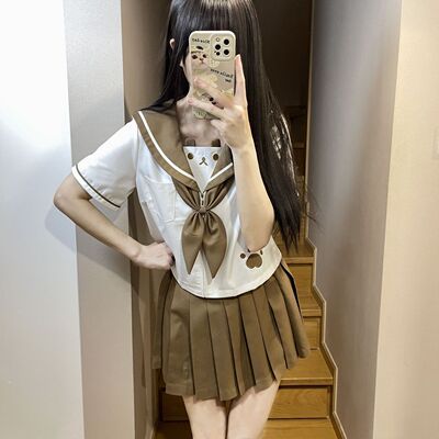 原创jk小熊水手服日系夏幼稚园萌系女短袖短裙套装可爱软妹风童装
