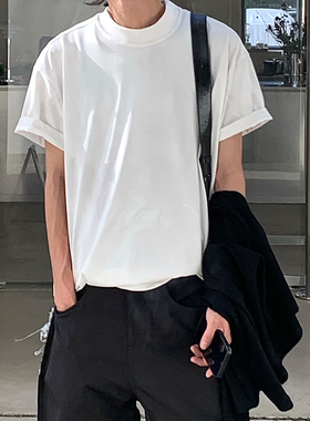 ZINGUP 休闲纯色短袖T恤男夏季韩版宽松百搭小圆领内搭打底衫上衣