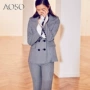 N-ONE AOSO áo khoác kẻ sọc nữ 2018 áo sơ mi trang trí mùa thu mới 83114408129 - Business Suit mẫu áo vest lửng nữ