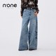 复古水系磨白牛仔裤 新款 女宽松阔腿慵懒风重工烫钻 2025春季 none