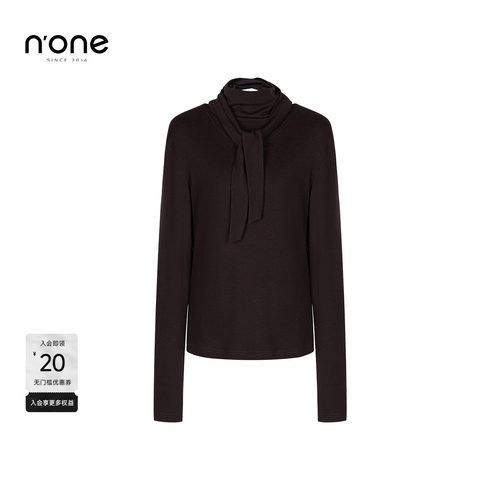 none调节系带高领法式优雅上衣