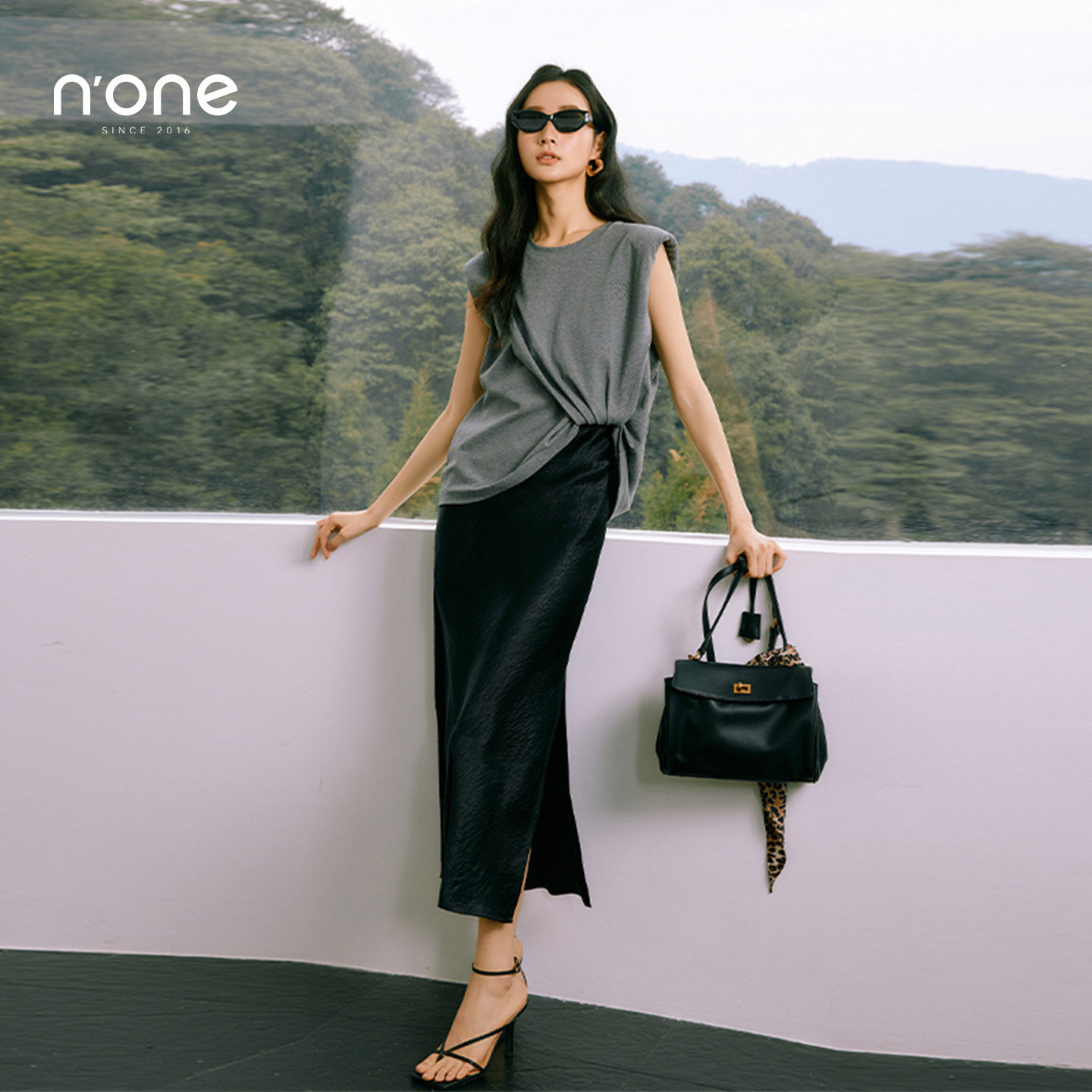 none优雅直身双层假两件连衣裙图片