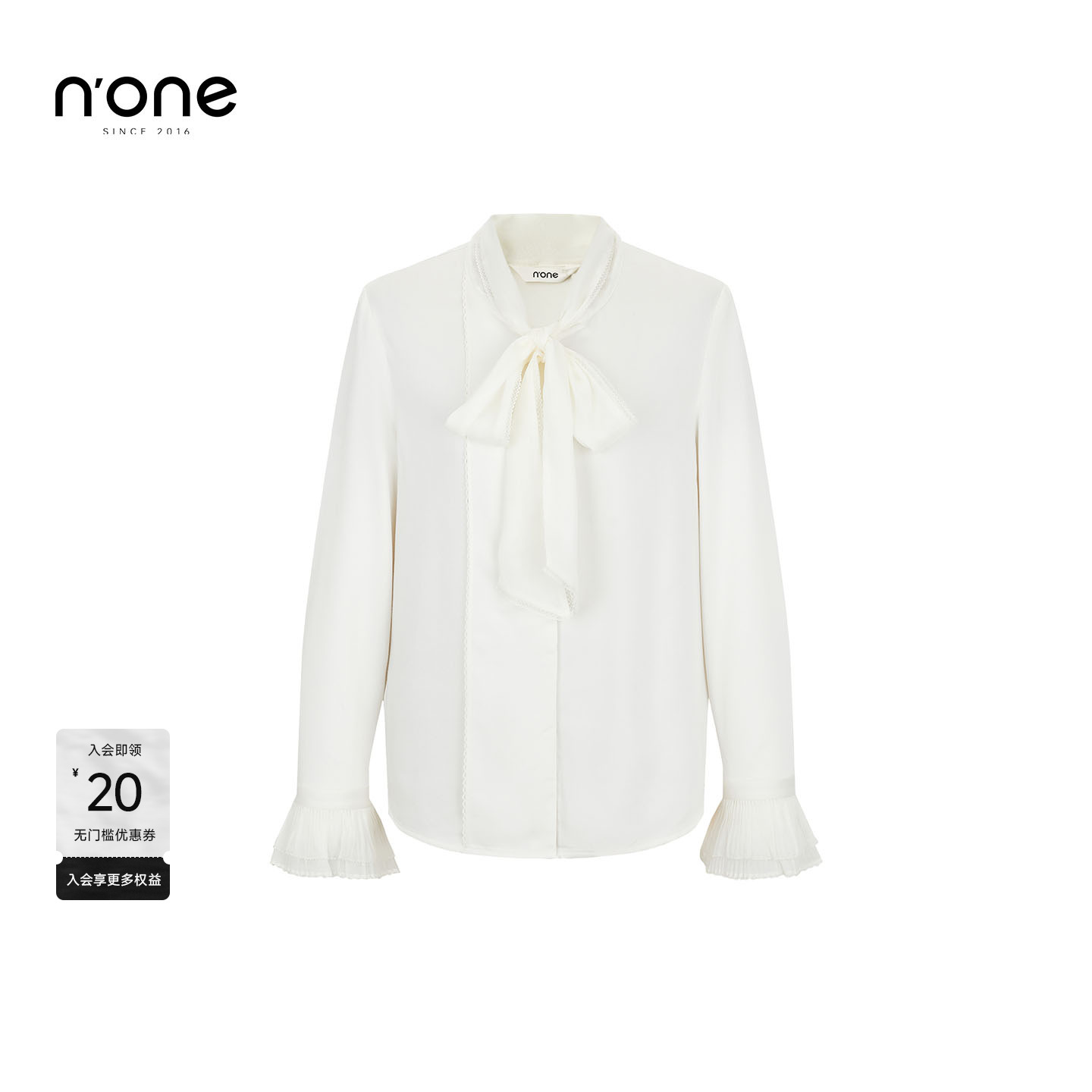 none摩登时髦蝴蝶结系带衬衫