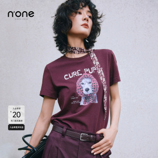 修身 爆款 正肩短袖 新款 丝巾超火减龄卡通印花 t恤女2025秋季 none