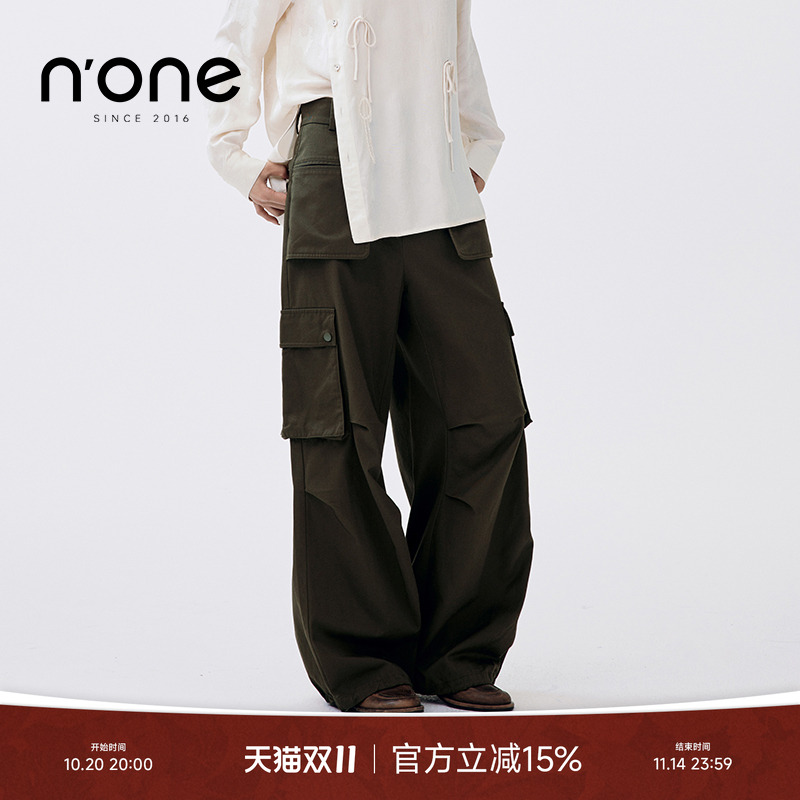 none高腰直筒工装时髦休闲裤