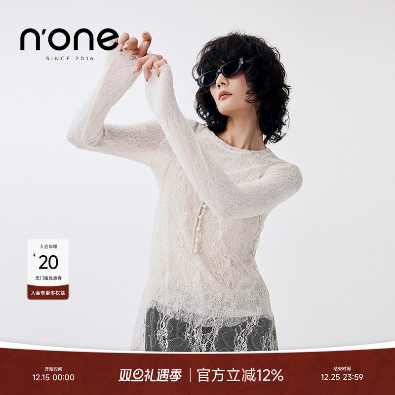 none实穿圆领金属小圆牌针织衫