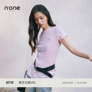 新款 none 2025秋季 修身 气质显瘦遮肚子休闲百搭上衣 正肩t恤女短袖