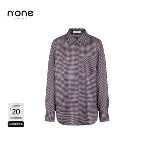 宽松休闲长袖 女2026春新款 上衣文艺复古风 复古暗红格纹衬衫 none
