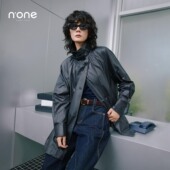 none 宽松ins风显瘦 新款 中长款 机车风气质收腰腰带外套女2026春季