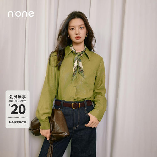 none宽松休闲百搭丝巾衬衫
