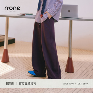 直筒垂感百搭宽松慵懒风裤 none 新款 女2025秋季 子 阔腿运动休闲裤