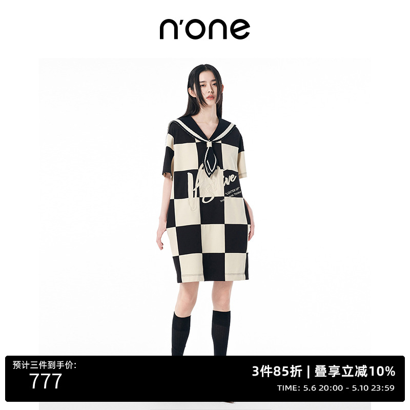 NONE复古少女直筒裙连衣裙女