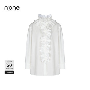 复古荷叶边高领白衬衫 法式 女2025冬季 甜美长袖 通勤衬衣 新款 none