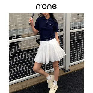 none 气质时髦小白裙芭蕾蓬蓬裙松紧腰网球风半身短裙显腿长 新款
