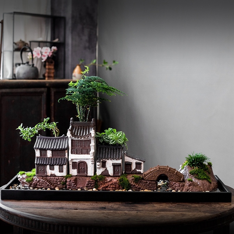 陶瓷水族摆件装饰用品假山吸水石微景观盆景家居桌面花盆多肉植物