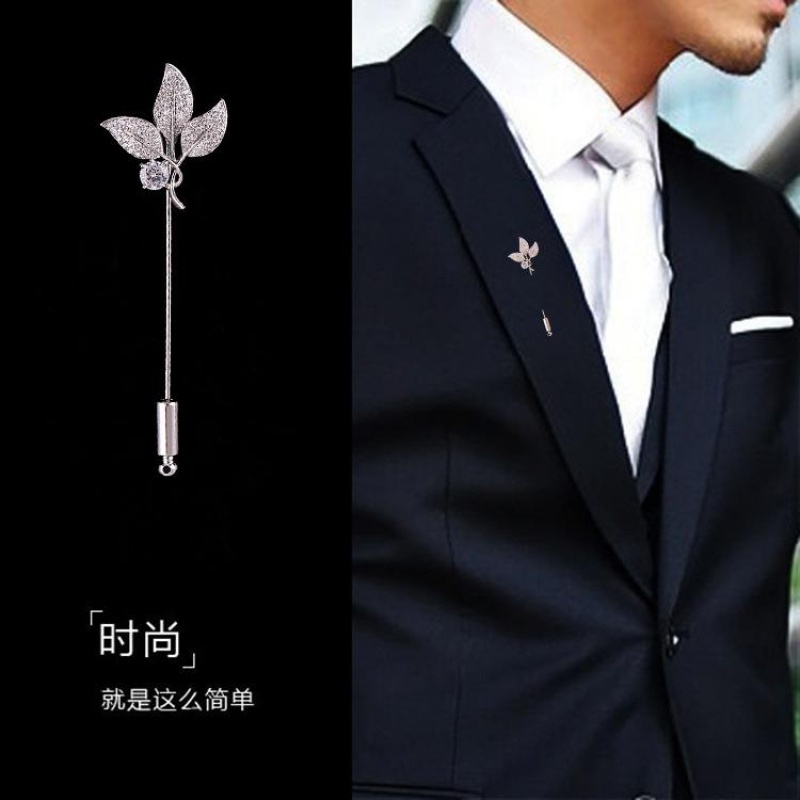 diyiy水晶叶子一字胸针别针镀18
