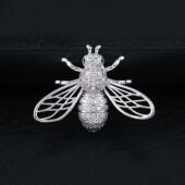 水晶蜜蜂胸针小领针真金电镀微镶锆石高档领扣 服士时尚 男生款 西装