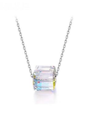 diy方糖钢X119_s~骨约气质幻彩晶吊坠水日韩短款小众设计钛