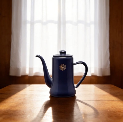 日本月兔印野田珐琅细口咖啡壶