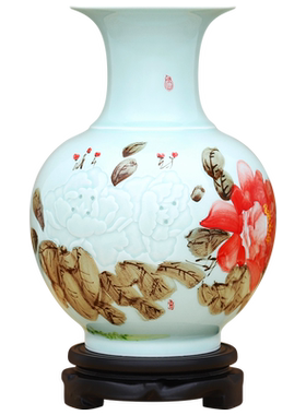 景德镇陶瓷器新中式粉彩花瓶工艺品客厅摆件家居博古架装饰品瓷瓶