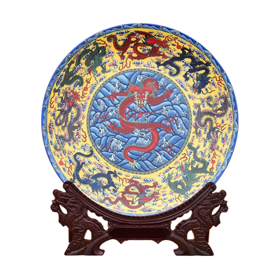 景德镇陶瓷器龙凤装饰盘子