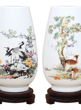 景德镇陶瓷器中式摆件客厅装饰品玄关工艺品办公室酒柜博古架花瓶