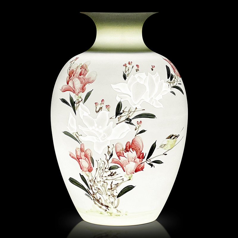景德镇陶瓷器新中式手绘花瓶工艺品客厅摆件家居玄关办公室装饰品